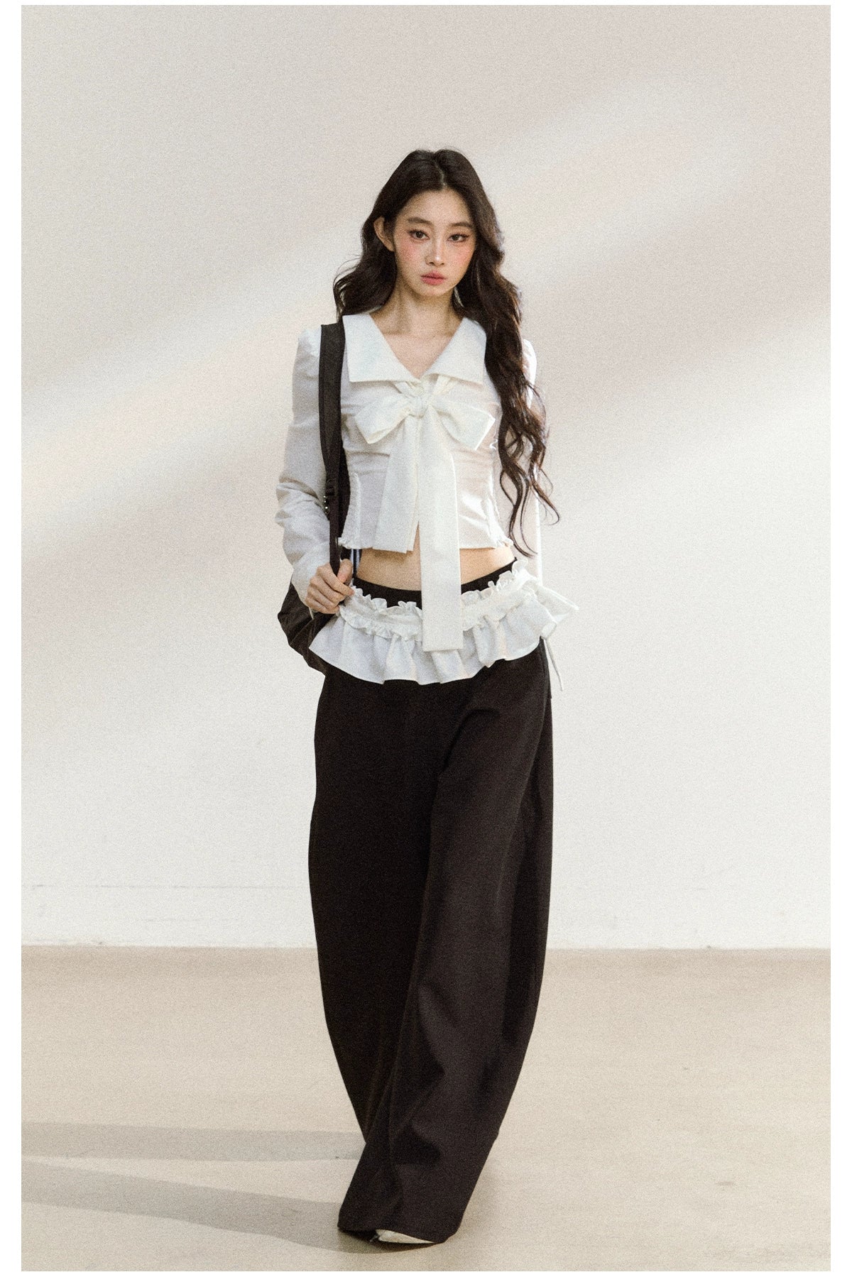 Black Relaxed Straight-Leg Trousers