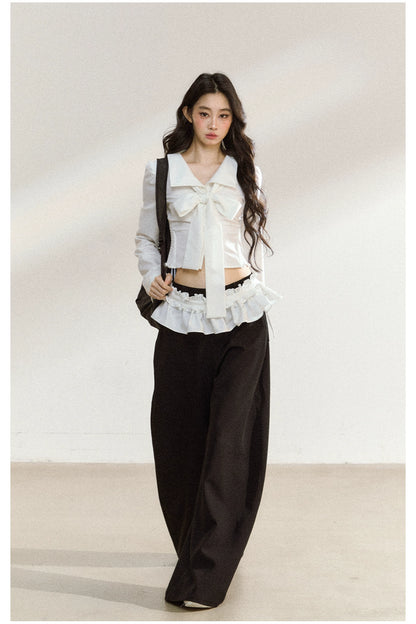 Black Relaxed Straight-Leg Trousers