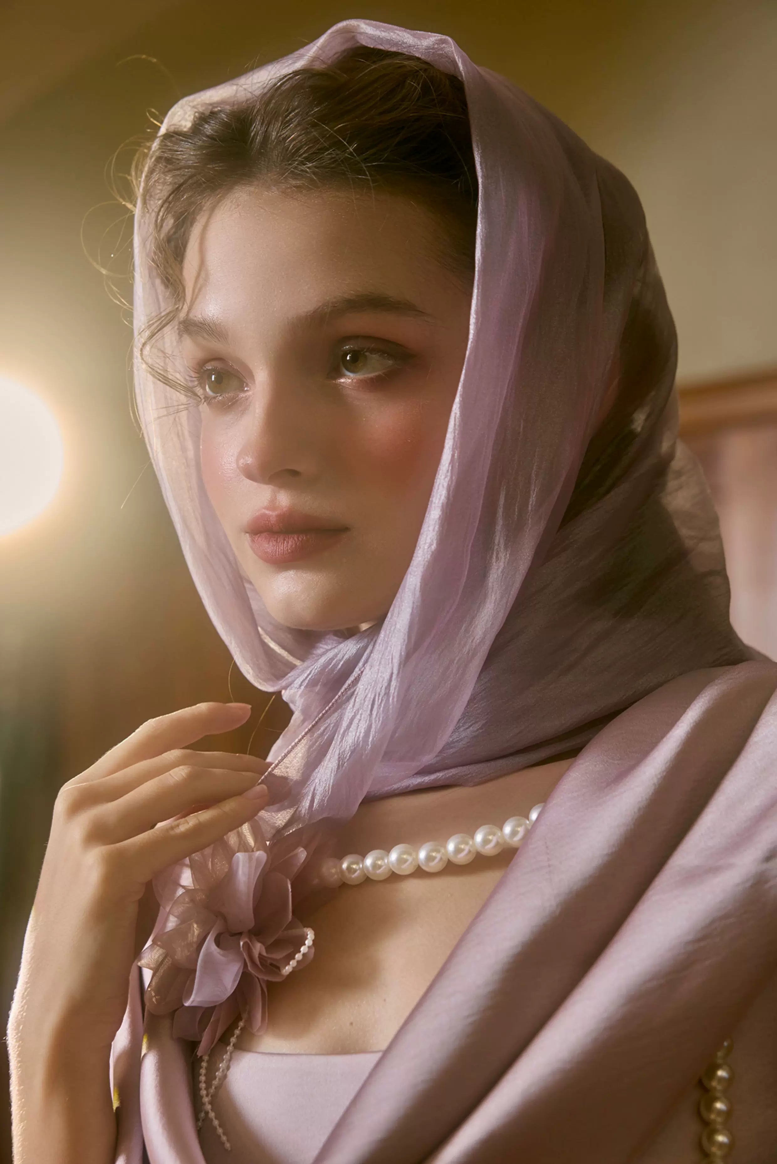 French Romantic Purple Satin Corset Dress