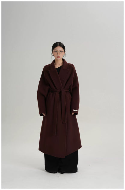 Tie-Belt Long Wool Coat