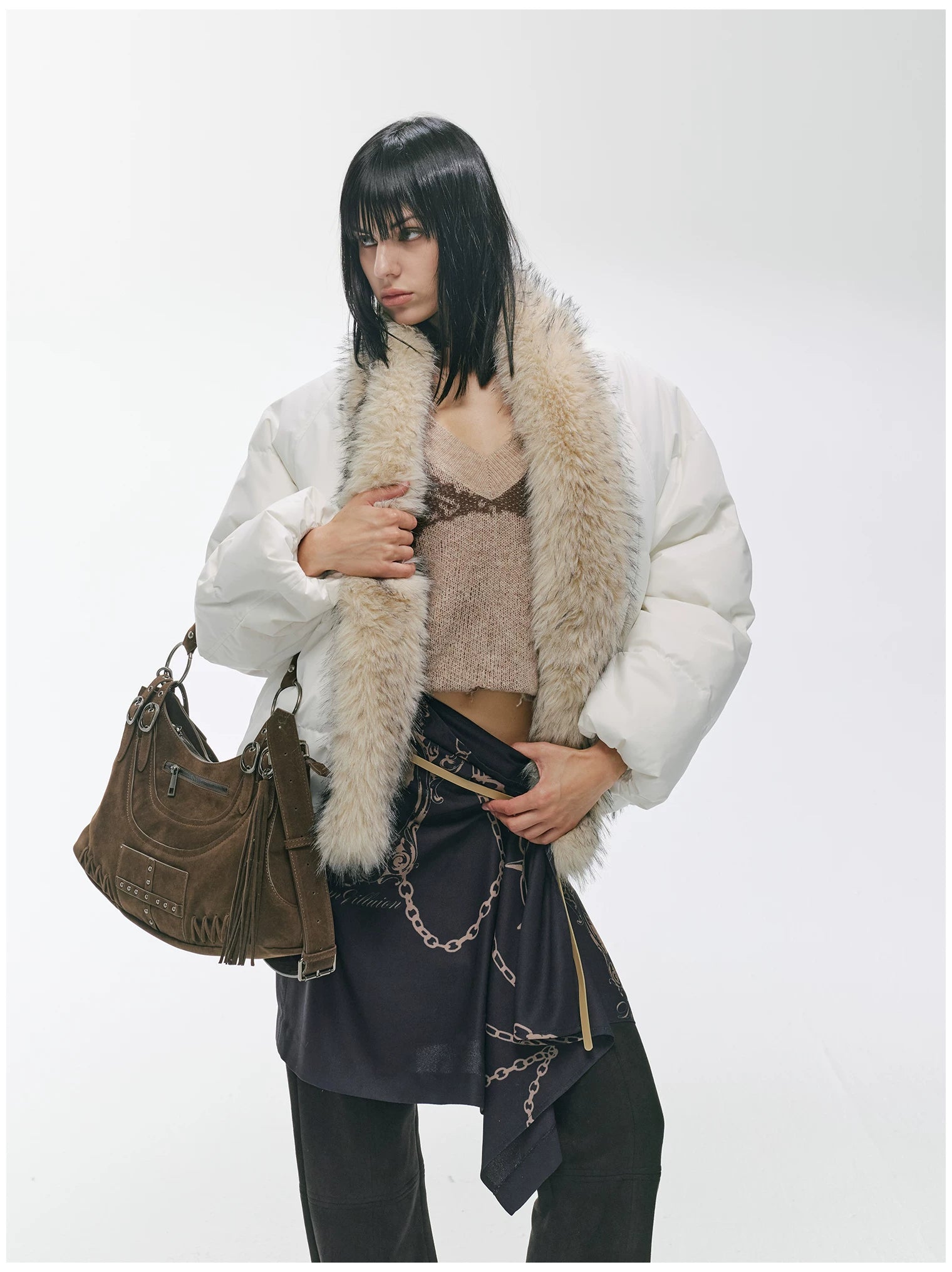 Vintage Studded Fringe Punk Shoulder Bag