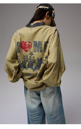 Vintage V-Neck Check Jersey Shirt - CHINASQUAD