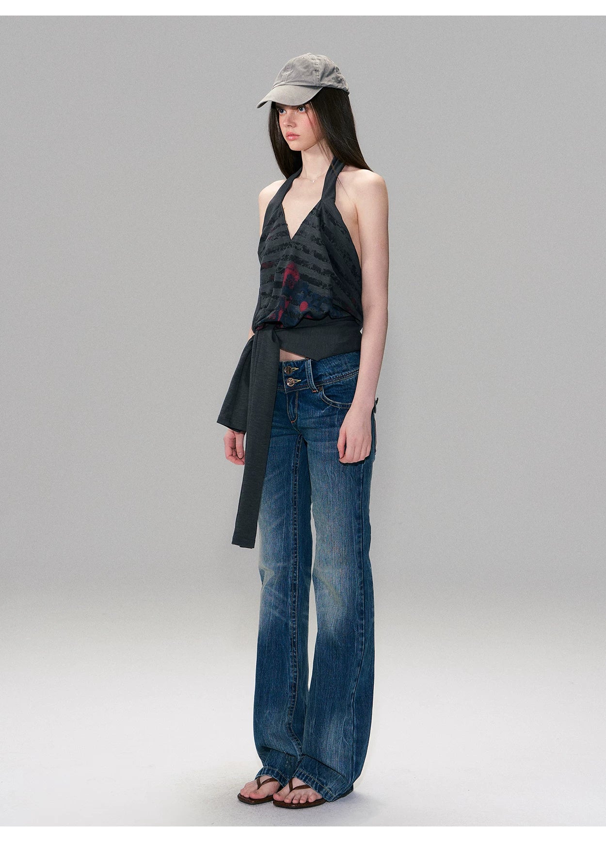 Hand-Dyed Low-Rise Slim Flared Jeans