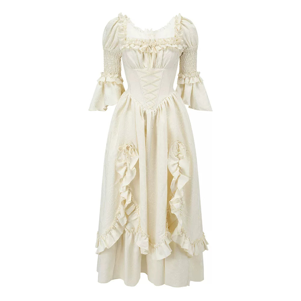 Vintage Court-Style Dress &amp; Waist Belt Set