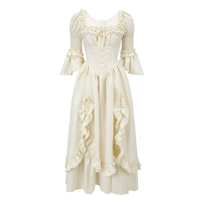 Vintage Court-Style Dress &amp; Waist Belt Set