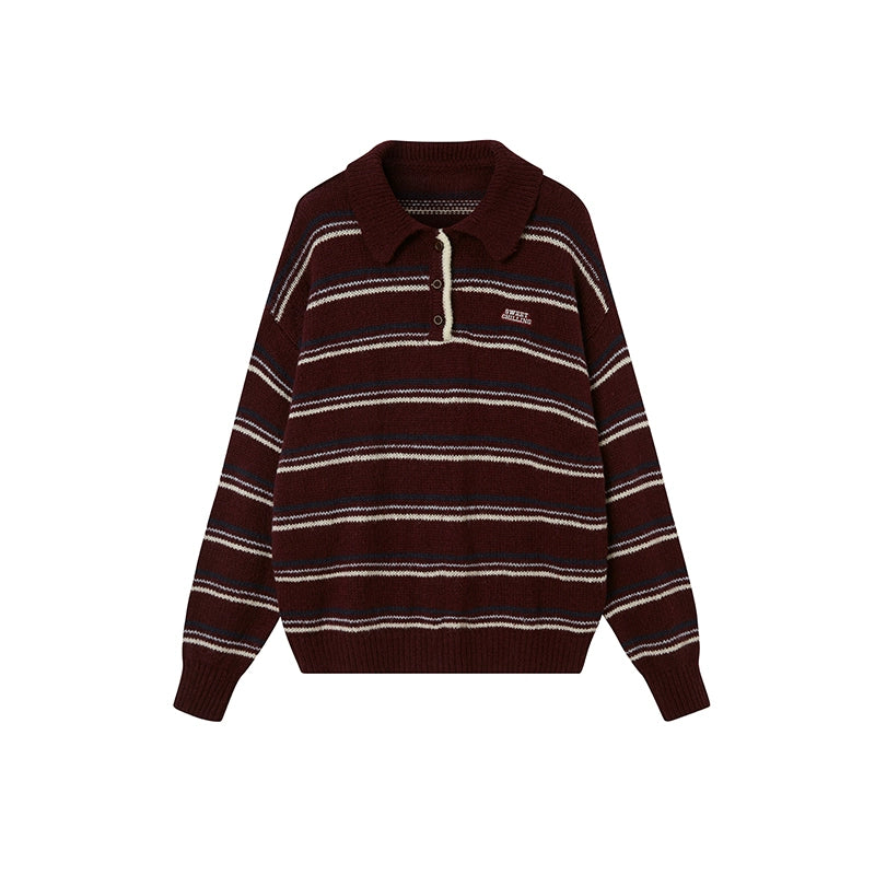 Retro Striped Mohair Polo Sweater