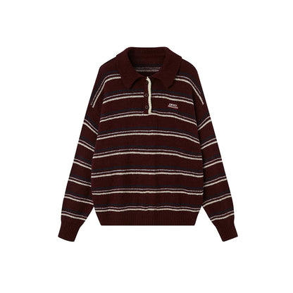 Retro Striped Mohair Polo Sweater