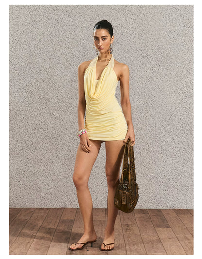 Halter Open-Back Top &amp; Gilded Print Skirt Set