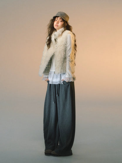 Plaid Patchwork Sherpa Reversible Vest