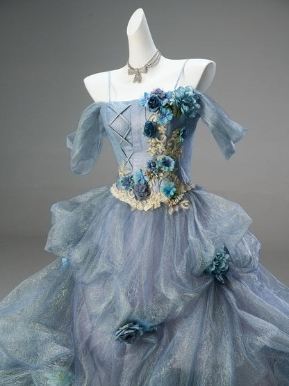 Underwater World Tulle Gown with Floral Embellishments