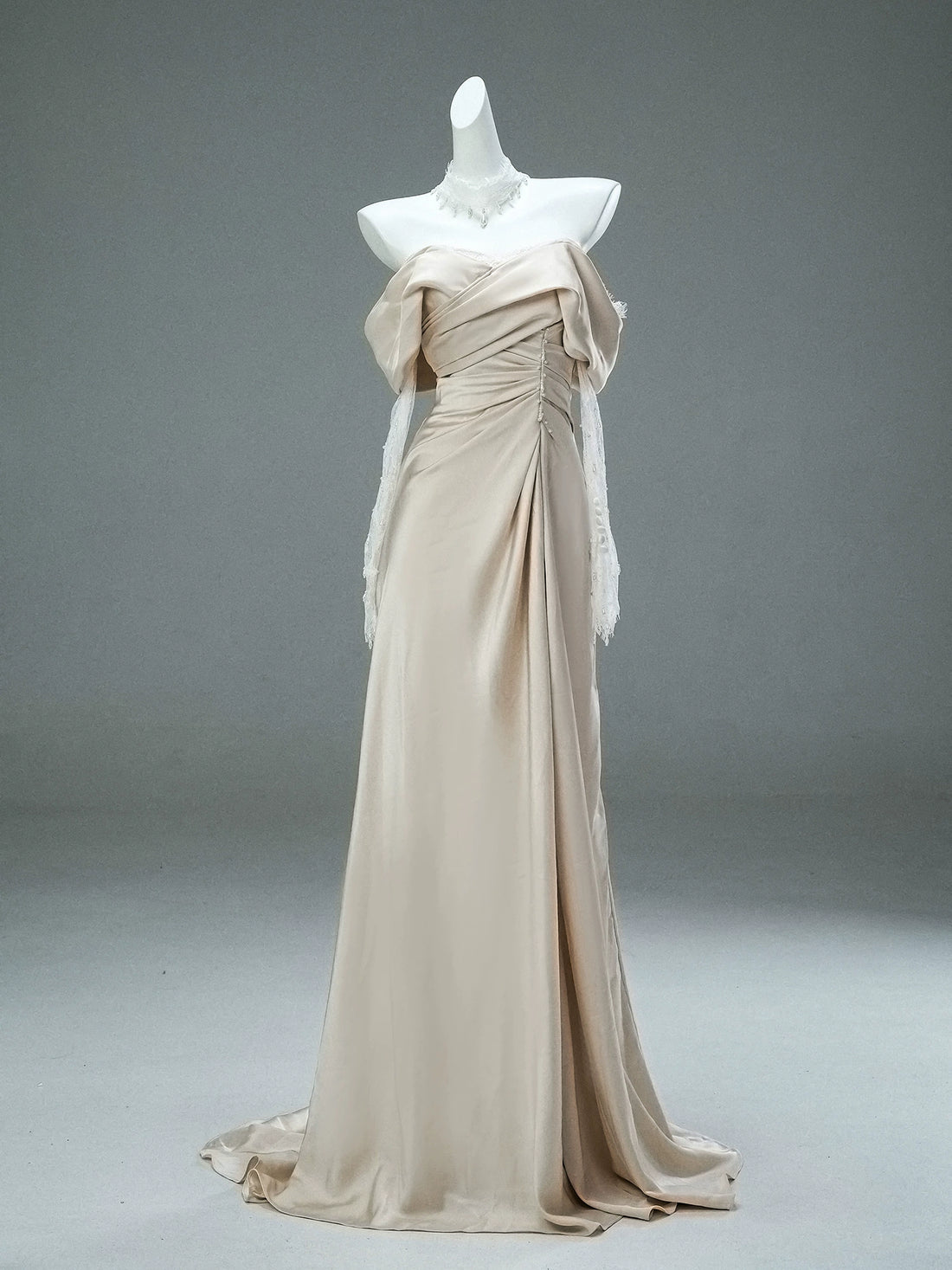 Angelic Élan Draped Couture Gown
