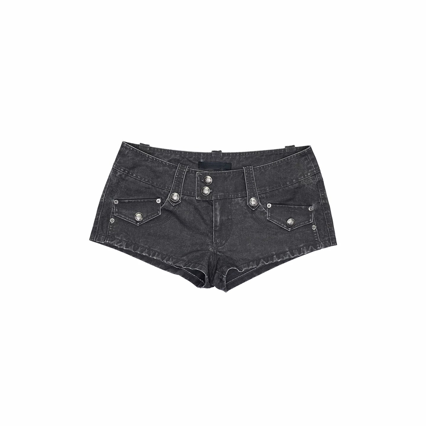 Distressed Utility Denim Canvas Micro Shorts