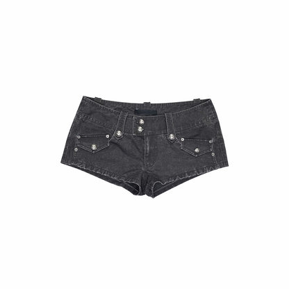 Distressed Utility Denim Canvas Micro Shorts