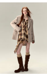 Coffee-Colored Suit Jacket & Skirt Set - CHINASQUAD