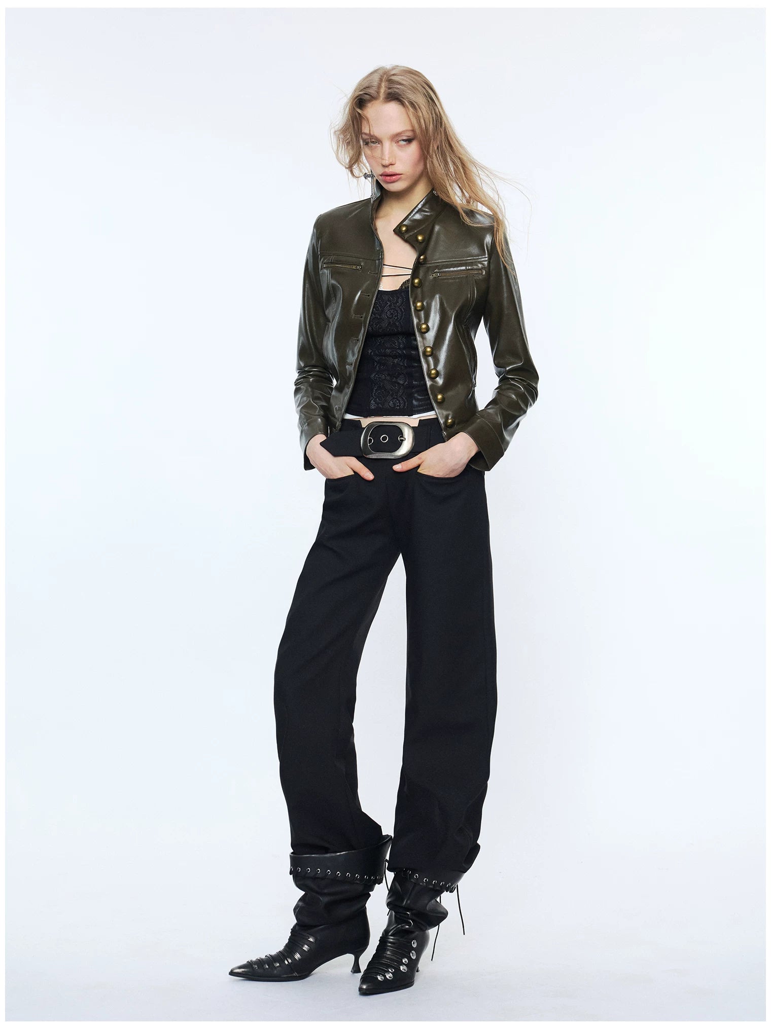 Metal-Waist Punk Tailored Trousers