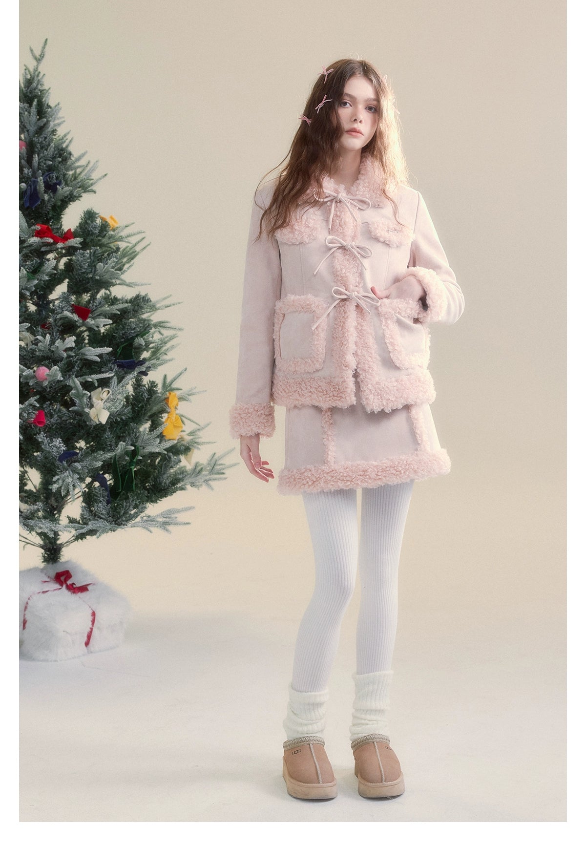 Pink Color Block Jacket &amp; Mini Skirt Set - CHINASQUAD