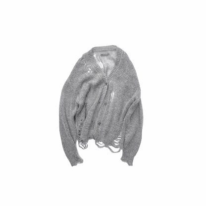 Mohair Star Cutout Slouchy Knit Cardigan