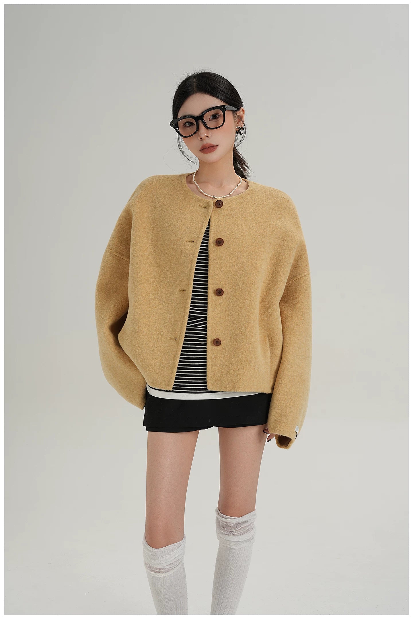 Relaxed-Fit Cropped Double-Faced Wool Jacket