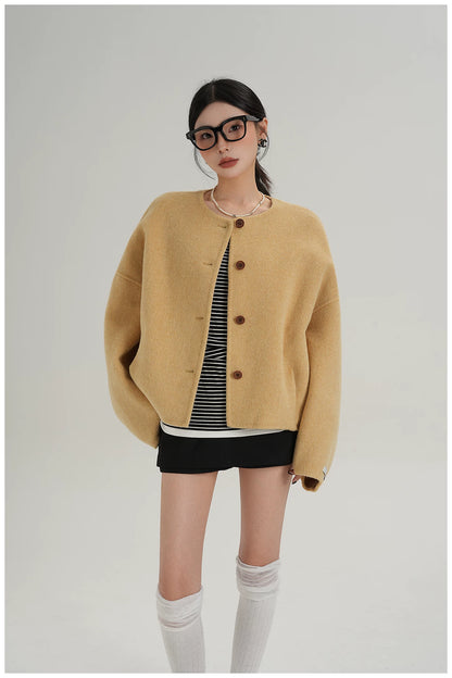 Relaxed-Fit Cropped Double-Faced Wool Jacket