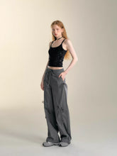 Pink & Grey Bow Tie Drawstring Cargo Pants - CHINASQUAD