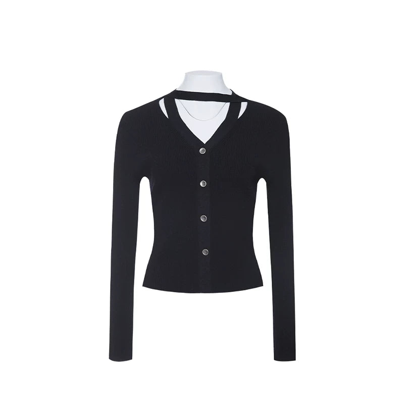 Vintage Wool Halter-Tie Cardigan Knit Top