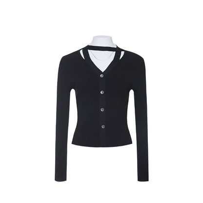 Vintage Wool Halter-Tie Cardigan Knit Top