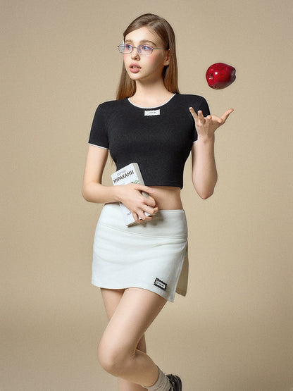 Silver High-Waist Bodycon Midi Skirt