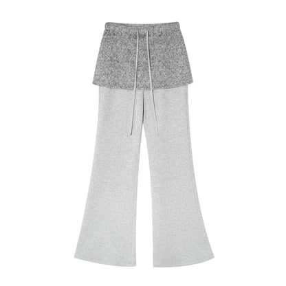 Grey Off-Shoulder Sweatshirt &amp; Flared Pants Two-Piece Set