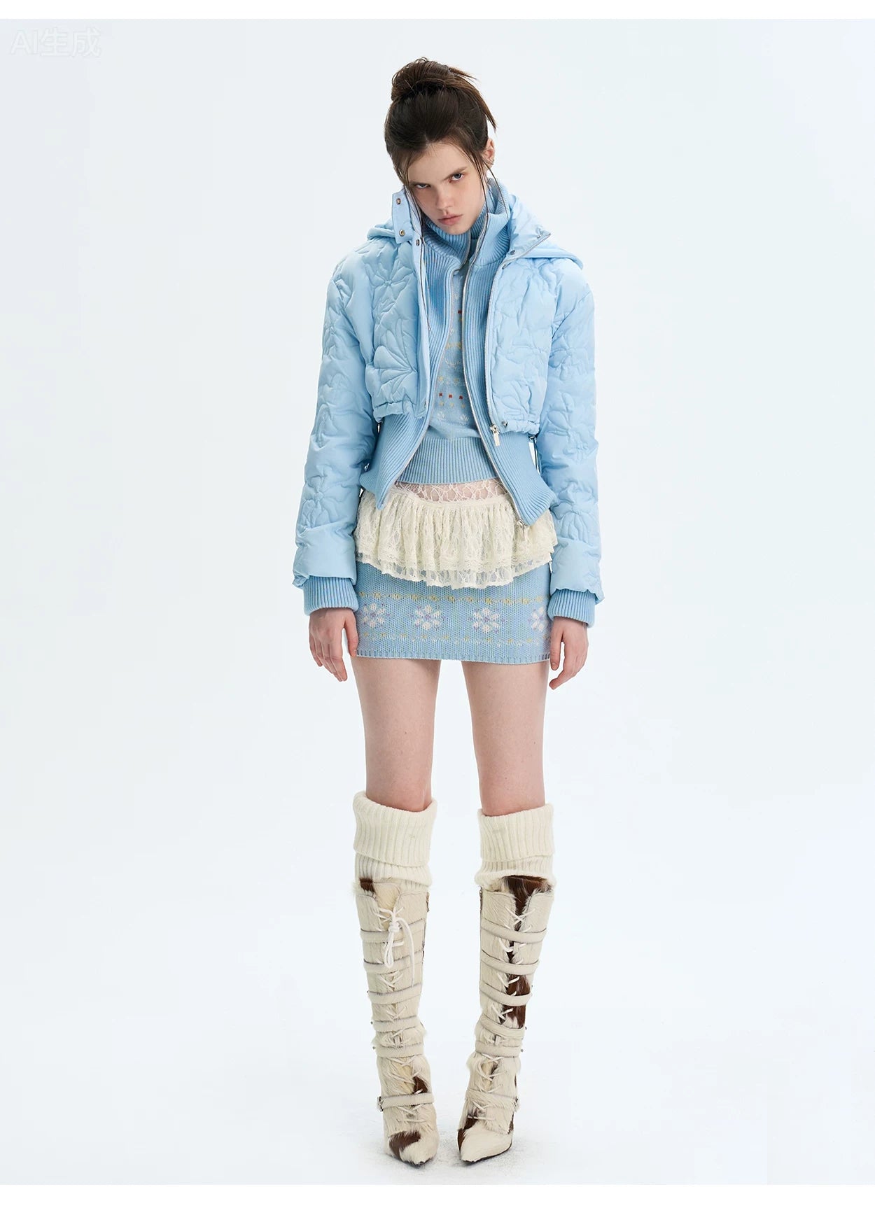 Quilted Embossed Short Down Jacket