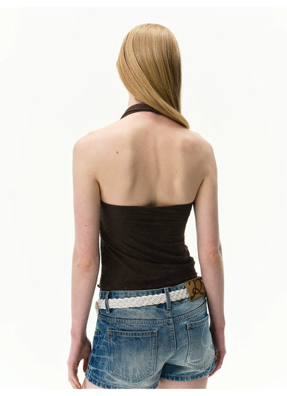 Lyocell Lace Panel Halter Top