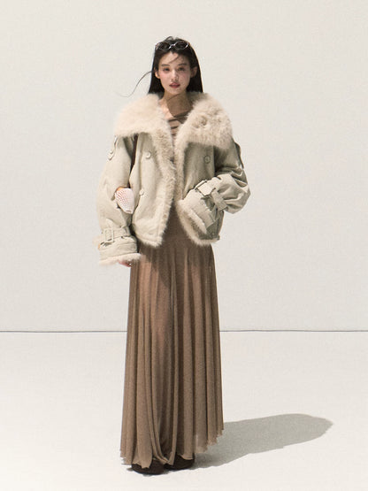 Fur-Collar Winter Parka Jacket
