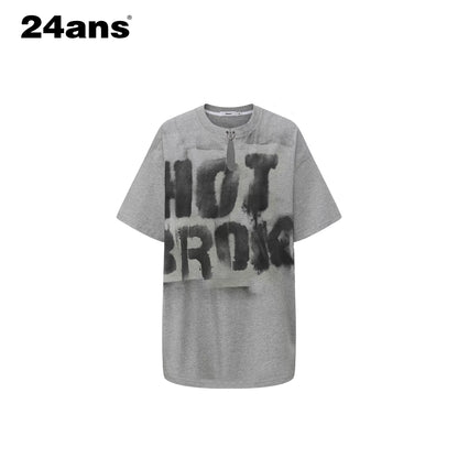 Hand-Sprayed Graffiti Distressed Oversized T-Shirt