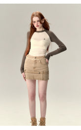 Apricot & Coffee Wool Knit Sweater - CHINASQUAD