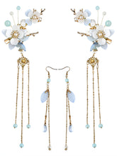 "青依 白韵" Tassel Edge Hair Clip & Earrings Set - CHINASQUAD