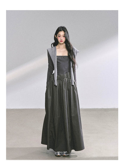 French Relaxed Long Sleeve Maxi Dress