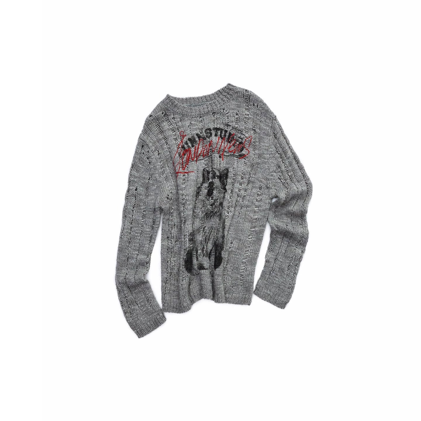 Icelandic Animal Pattern Open-Knit Sweater