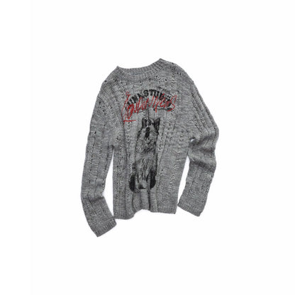 Icelandic Animal Pattern Open-Knit Sweater