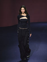 Rhinestone Pocket Drawstring Wide-Leg Pants - CHINASQUAD