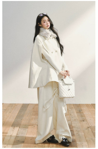 White Minimalist Relaxed Draped Pants