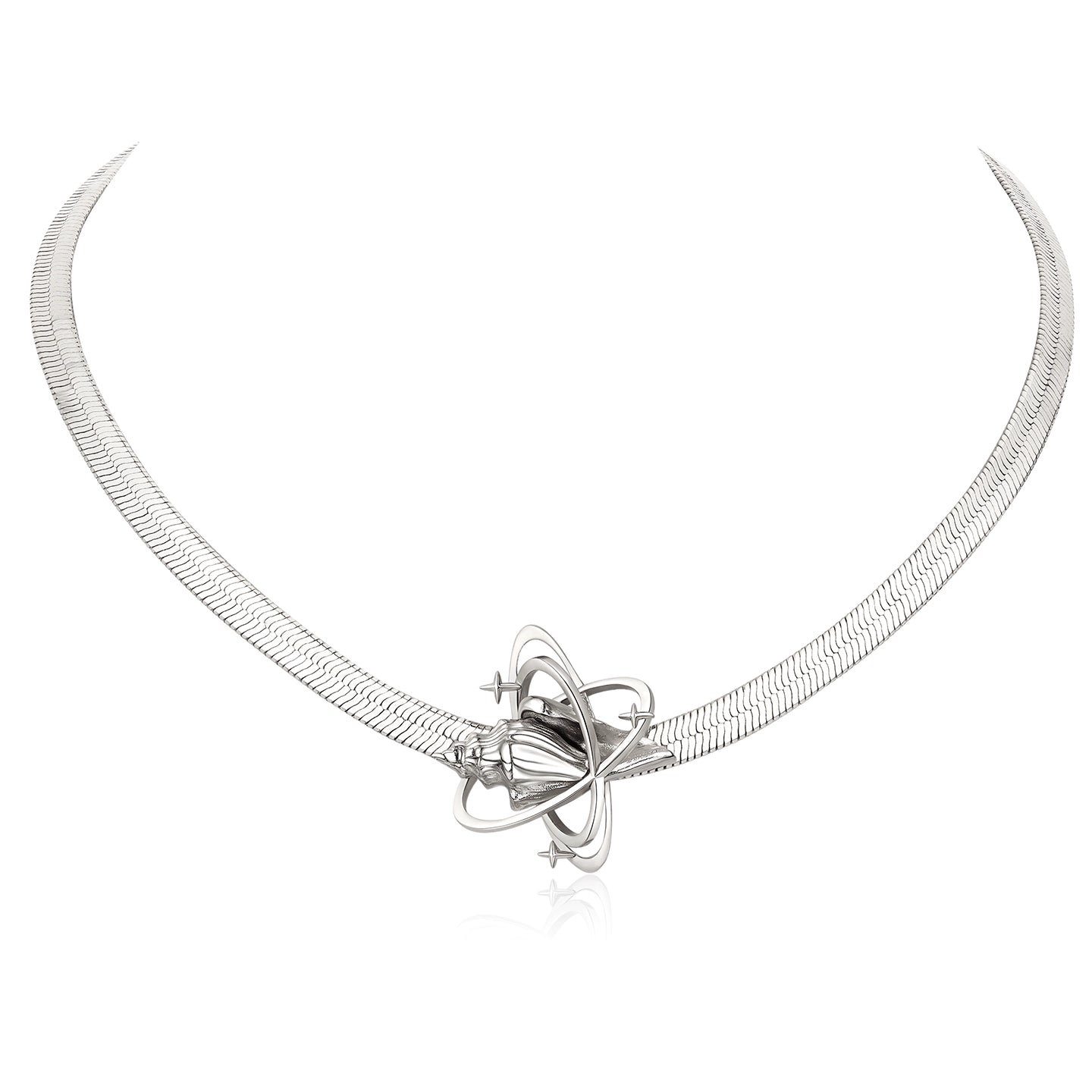 Dual-Tone Conch Star Snake Chain Choker Necklace