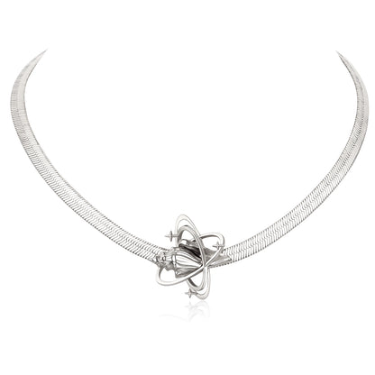 Dual-Tone Conch Star Snake Chain Choker Necklace