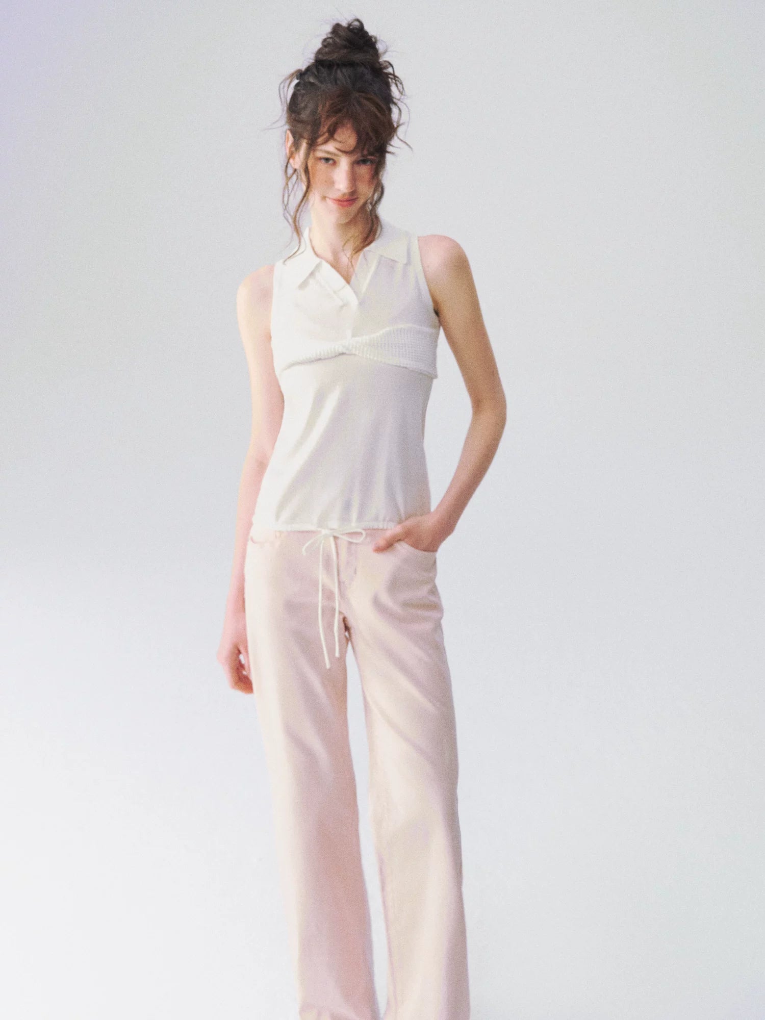 Twist-Knot Polo Neck Sleeveless Top