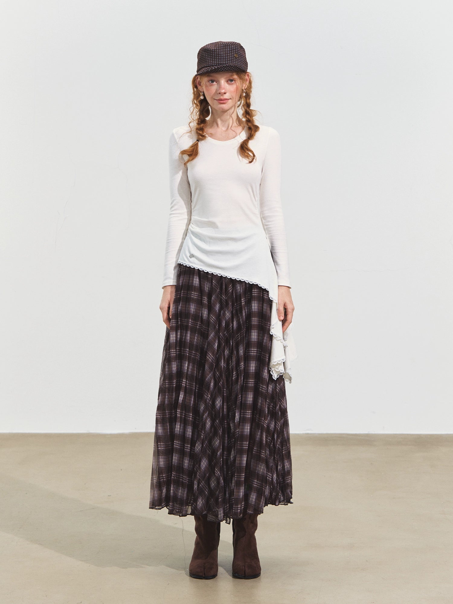 Asymmetric Ruched Sweetheart Neck T-Shirt
