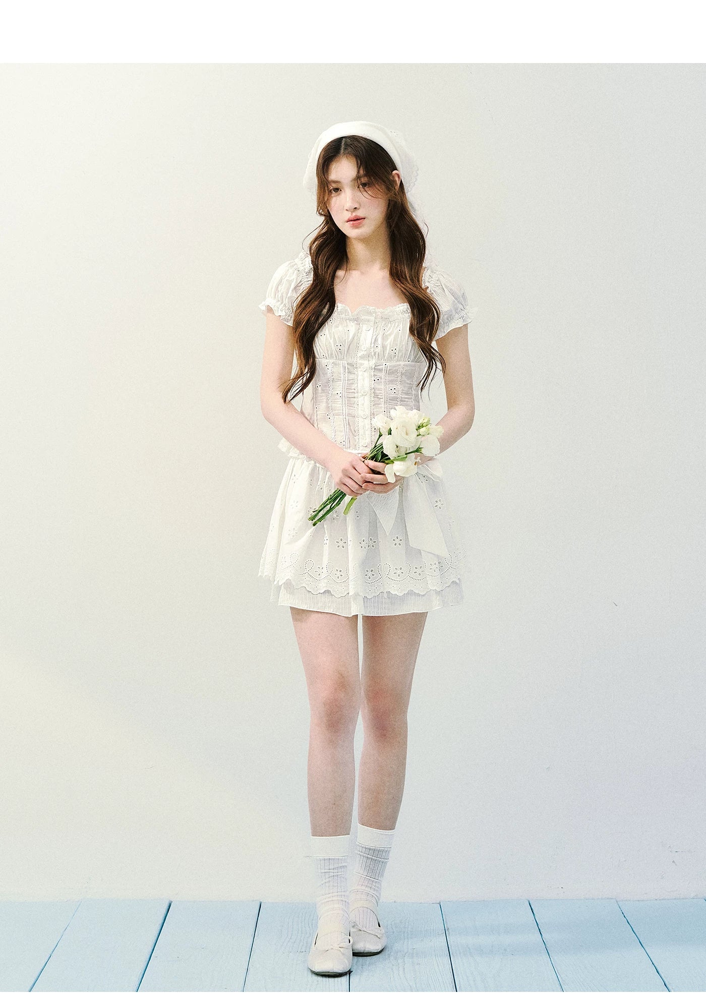 Vintage Plaid Lace Ribbon Two-Piece Set
