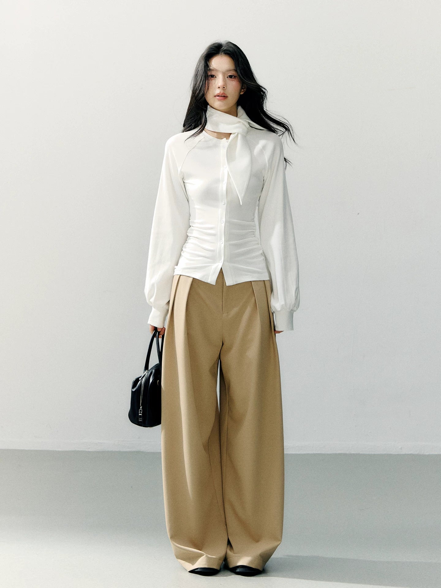 Detachable Lace-Trim Relaxed Tailored Trousers