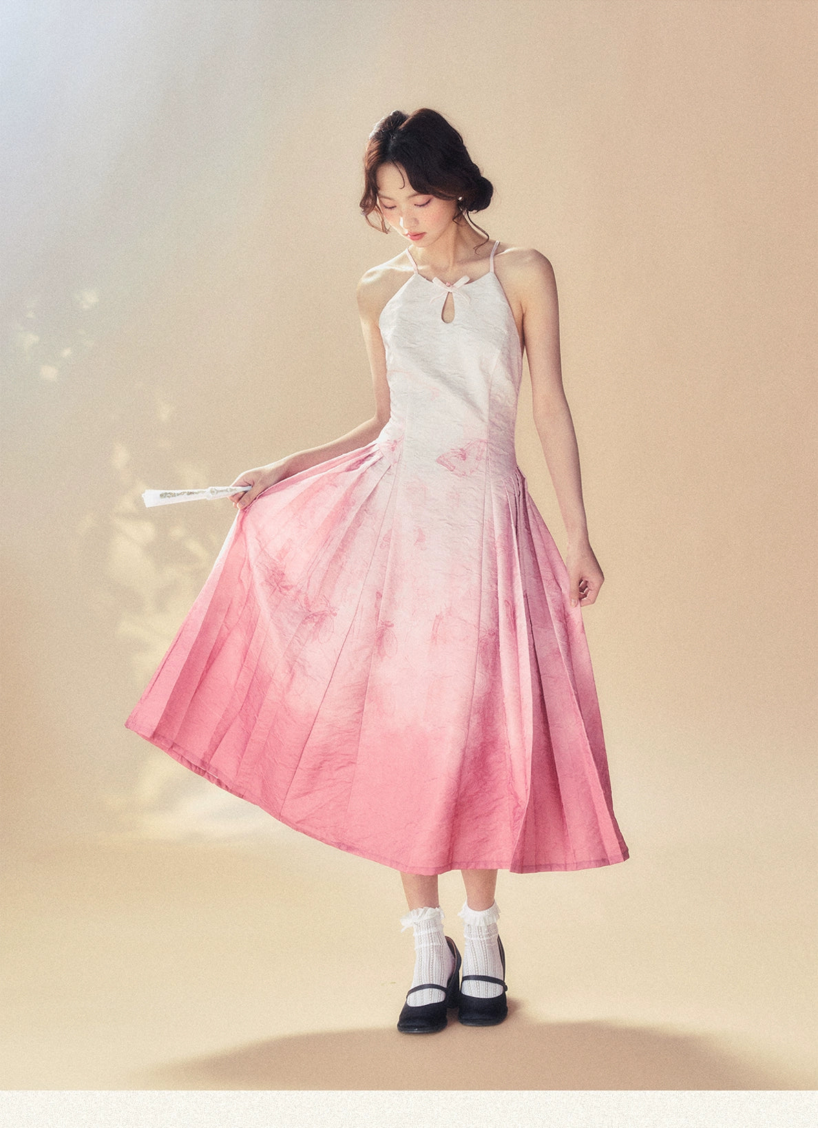 Pink Gradient Strap Dress - CHINASQUAD