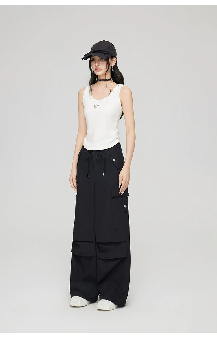 Black &amp; Khaki Cargo Wide-Leg Pants - CHINASQUAD