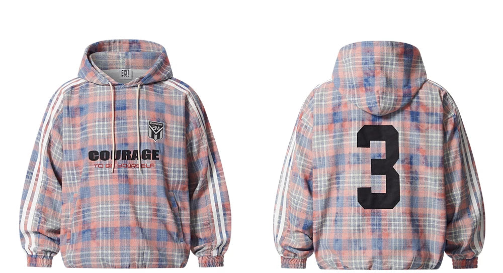 Plaid Color-Block Sport Hoodie