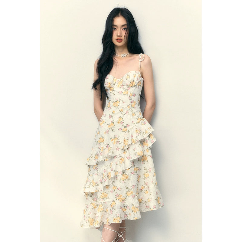 Yellow Rose Floral Dress