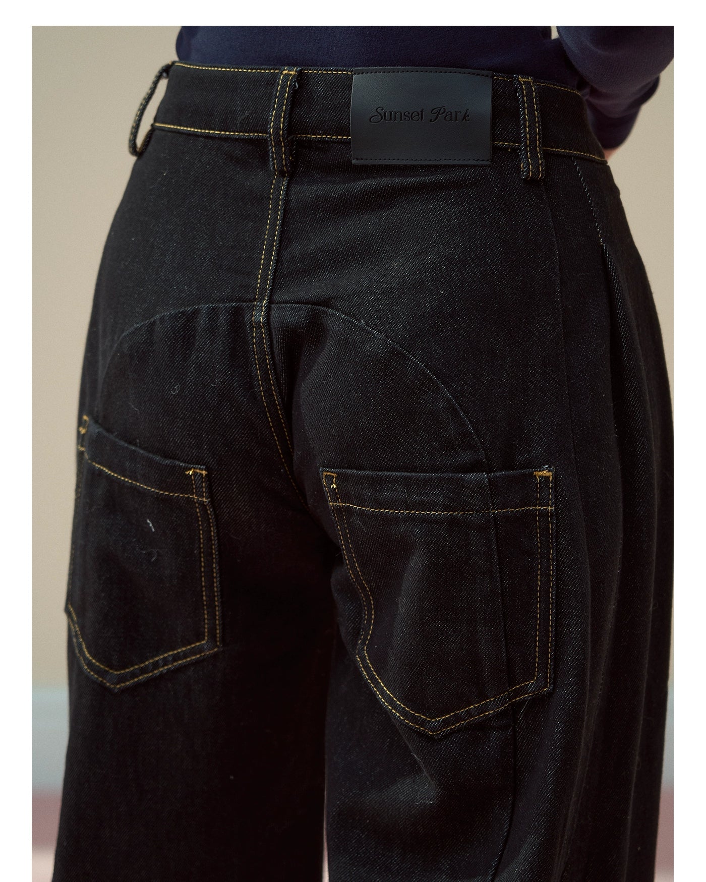 Raw Indigo Curved-Leg Denim Pants